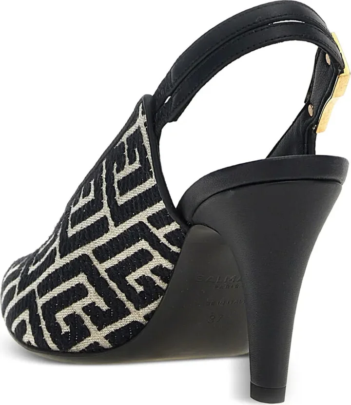 80mm Tara monogram-jacquard slingback pumps - Image 2