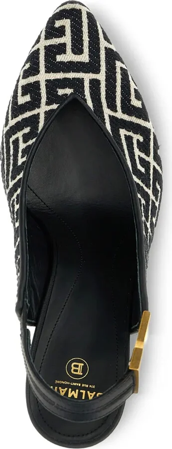 80mm Tara monogram-jacquard slingback pumps - Image 3
