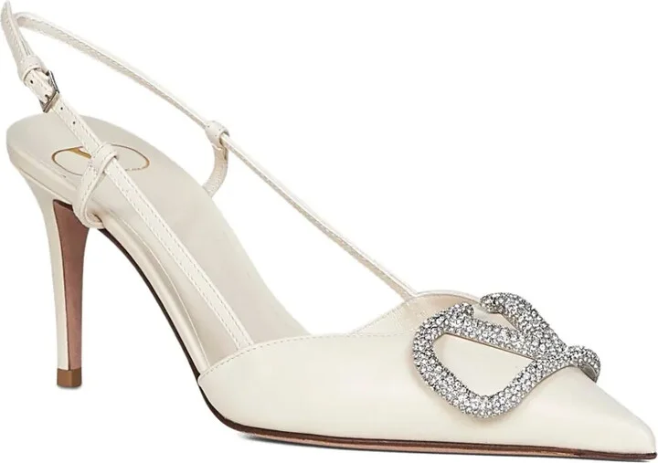 80mm V-logo signature crystal-embellished slingback pumps - Image 2
