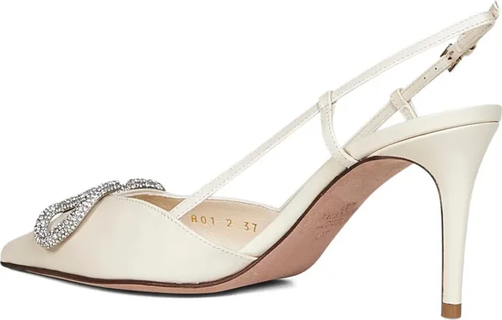 80mm V-logo signature crystal-embellished slingback pumps - Image 3