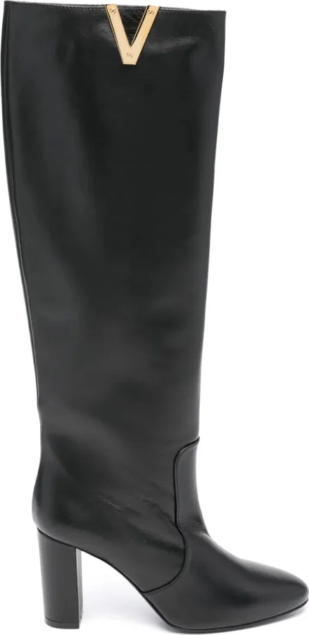 80mm V-plaque knee-high boots