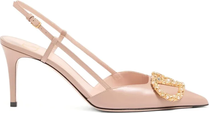 80mm Vlogo heeled pumps
