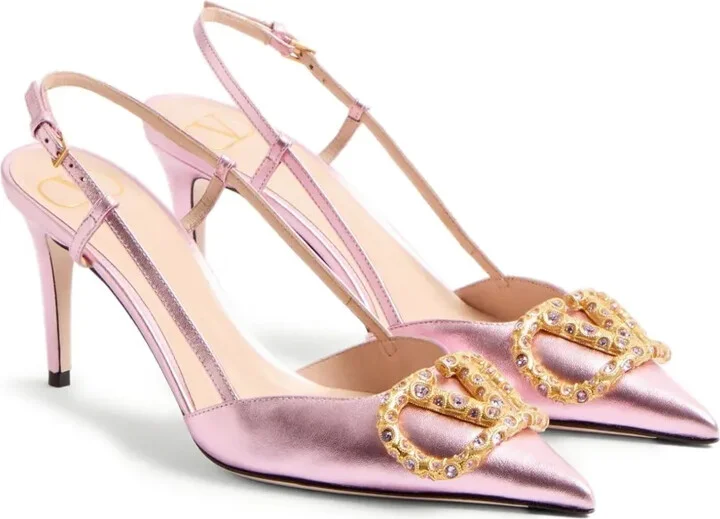 80mm VLogo Signature slingback pumps - Image 2