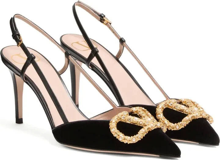 80mm VLogo Signature slingback pumps - Image 2