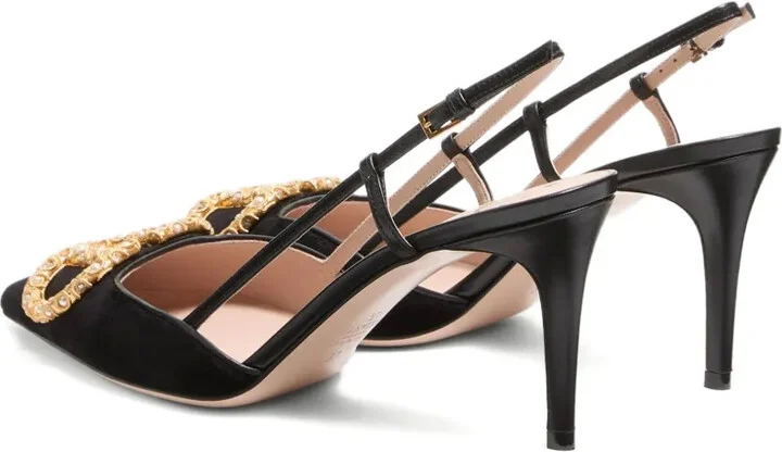 80mm VLogo Signature slingback pumps - Image 4