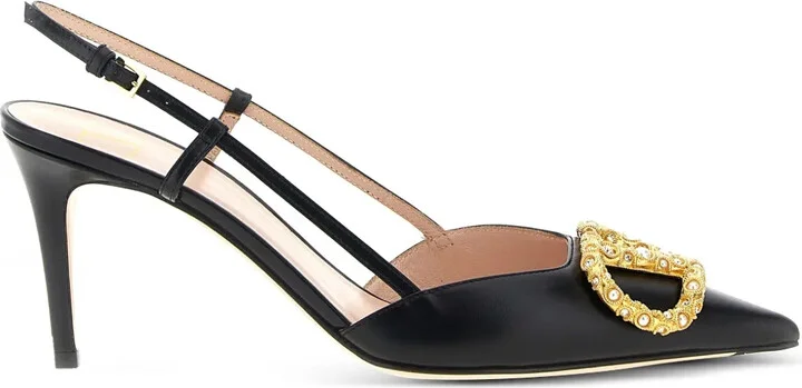 80mm VLogo Signature slingback pumps