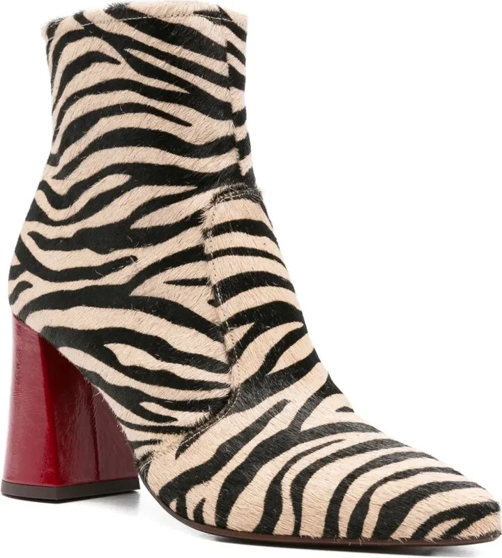 80mm Zebra-Print Block-Heel Ankle Boots - Image 2