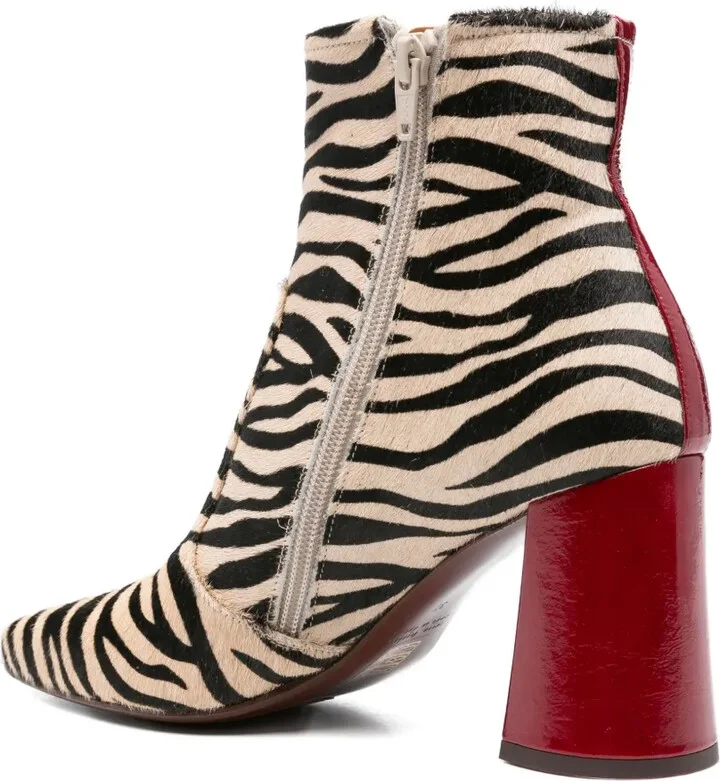 80mm Zebra-Print Block-Heel Ankle Boots - Image 3