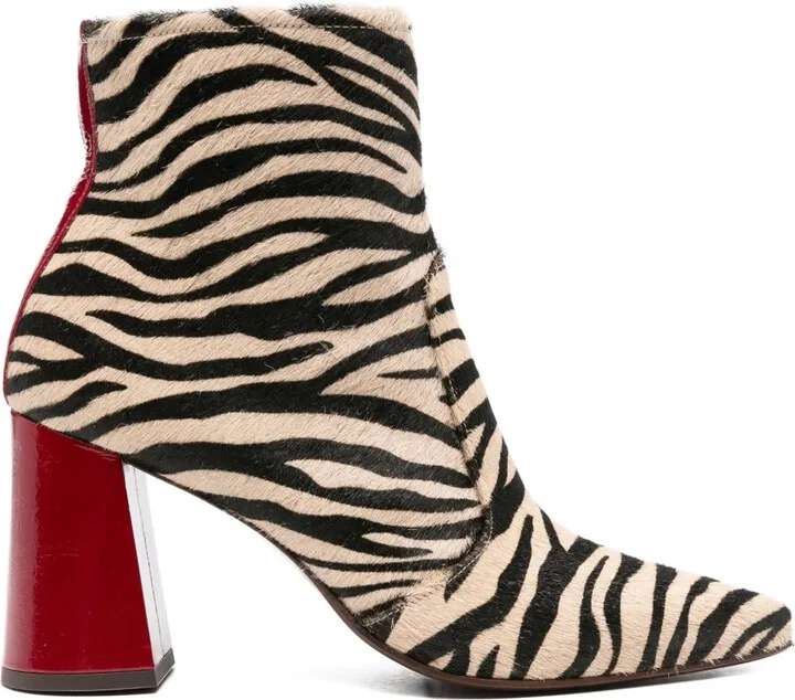 80mm Zebra-Print Block-Heel Ankle Boots