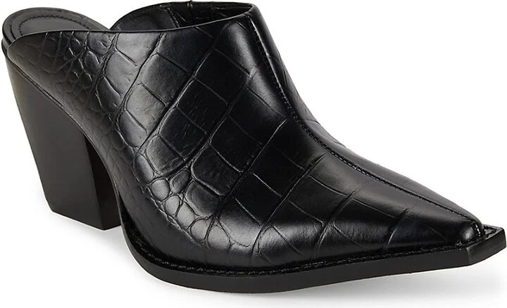 81MM Croc Embossed Leather Mules - Image 2