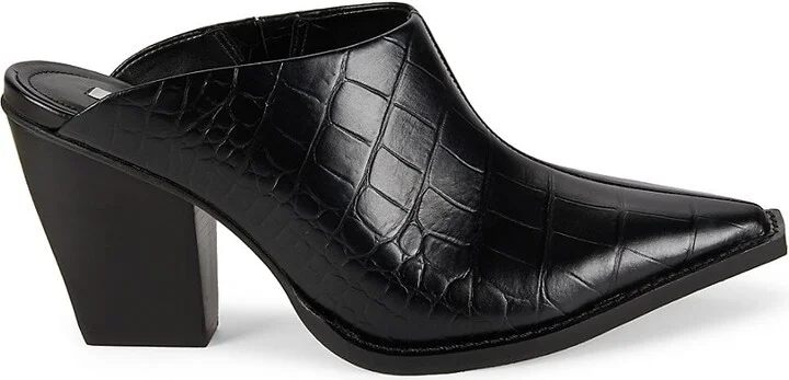81MM Croc Embossed Leather Mules