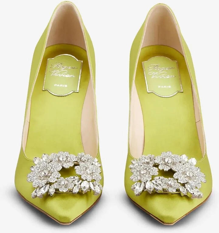 85 Bouquet Strass Buckle Pumps in Satin - Image 3