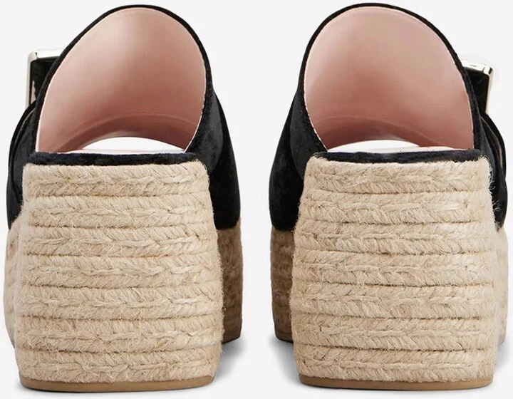 85 Crystal Buckle Espadrilles Mules in Velvet - Image 2
