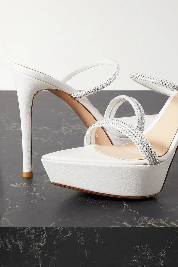 85 Crystal-Embellished Leather Platform Sandals - Image 4