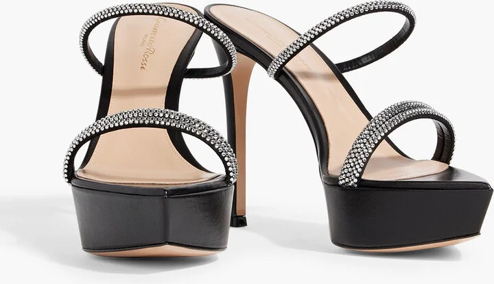 85 Crystal-Embellished Leather Platform Sandals - Image 5