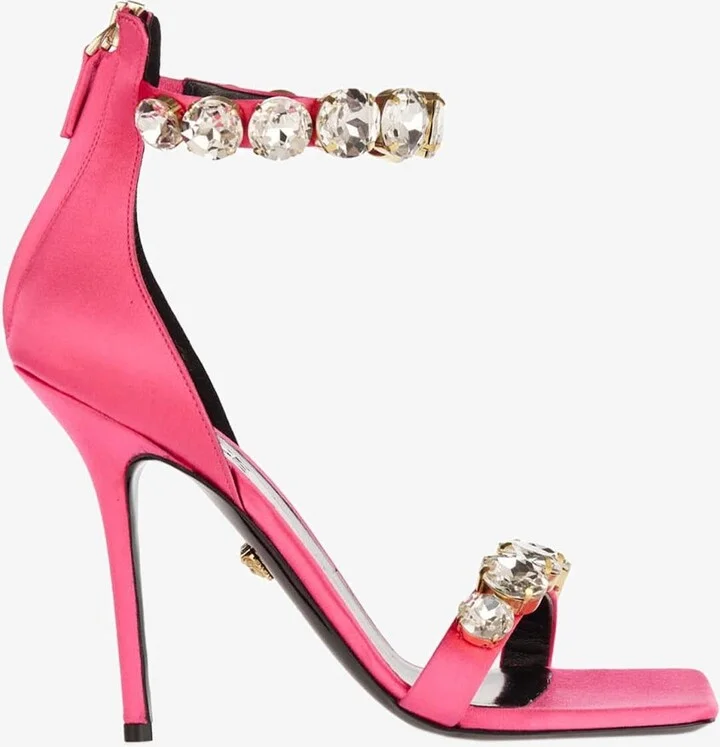 85 Crystal-Embellished Satin Sandals