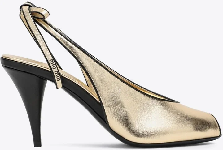 85 Metallic Leather Slingback Sandals