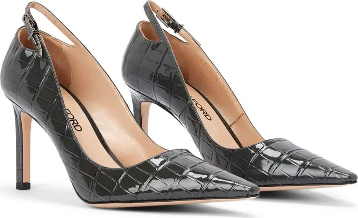 85mm Angelina croc-embossed leather pumps - Image 2
