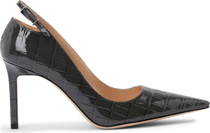85mm Angelina croc-embossed leather pumps
