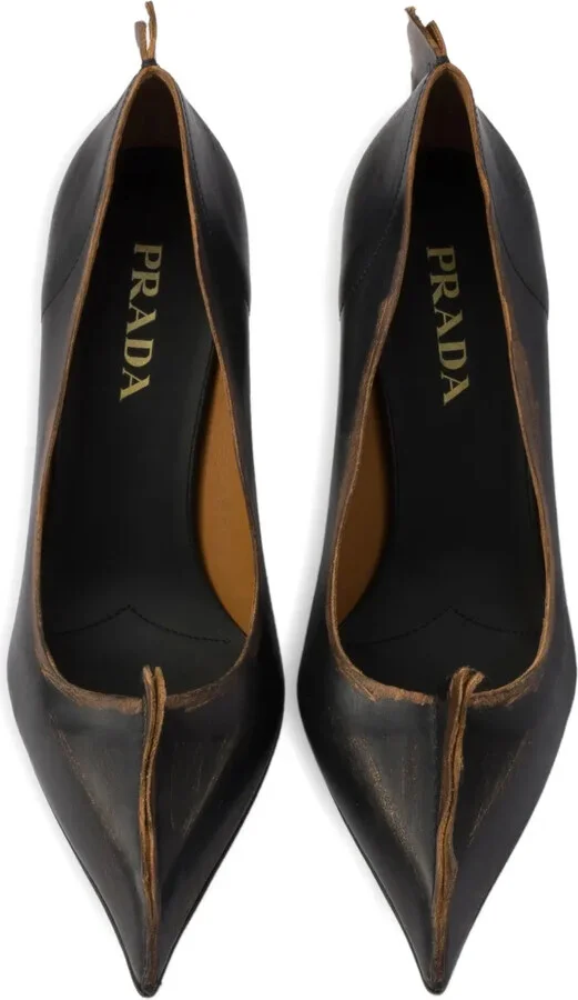 85mm Antiqued leather pointed-toe pumps - Image 4