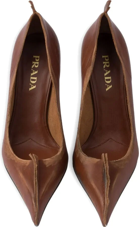85mm Antiqued leather pumps - Image 3