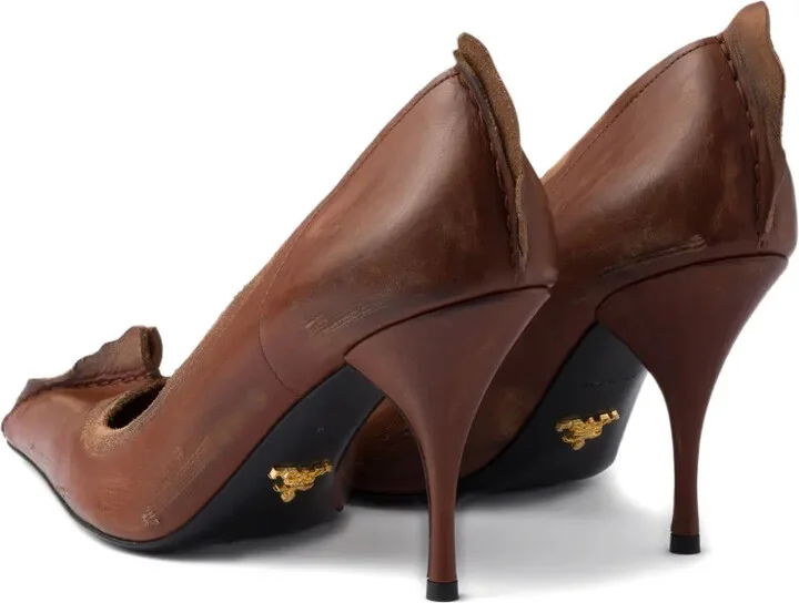 85mm Antiqued leather pumps - Image 5