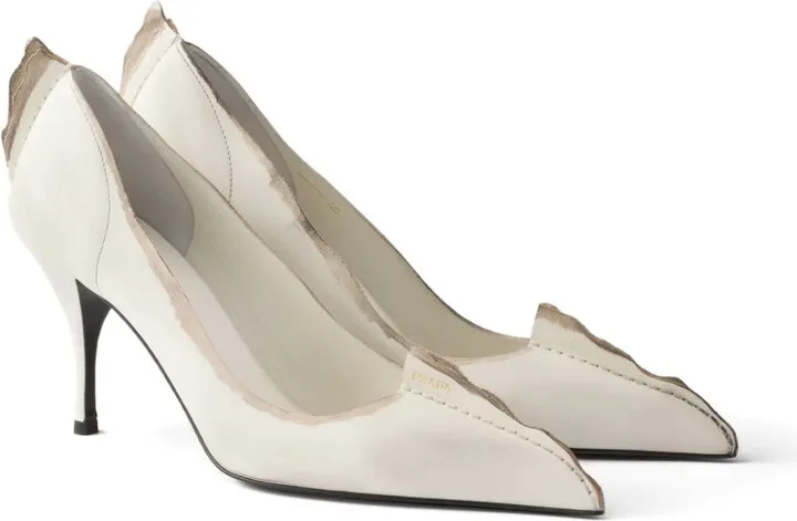 85mm Antiqued leather pumps - Image 2