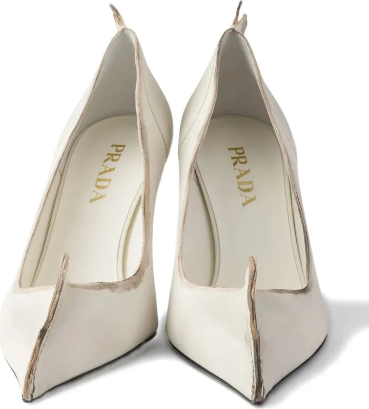 85mm Antiqued leather pumps - Image 3