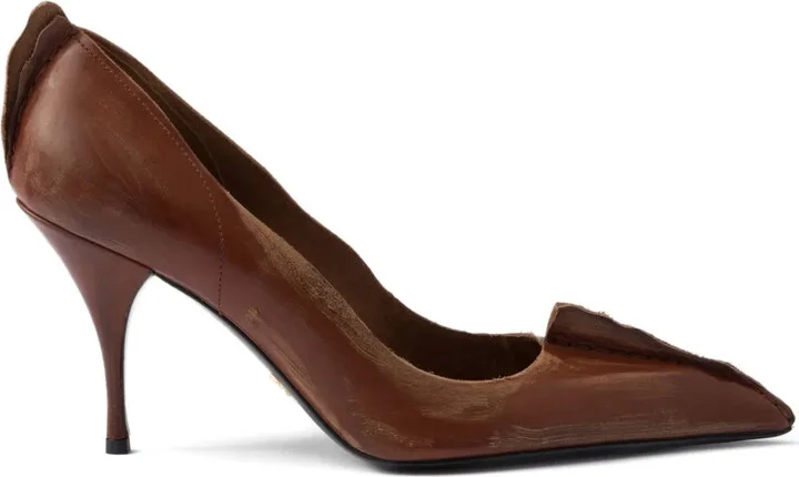 85mm Antiqued leather pumps