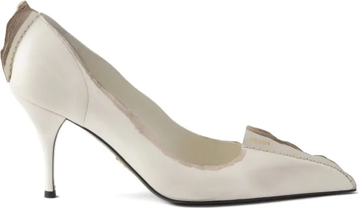 85mm Antiqued leather pumps