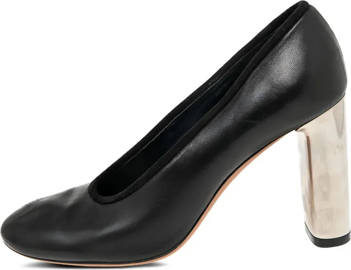 85mm Block-Heel Almond-Toe Pumps