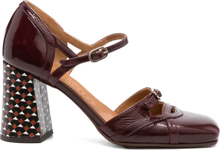 85mm Block-Heel Buckle Pumps