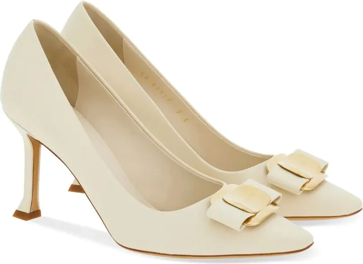 85mm Bow-Detail Leather Pumps - Image 2