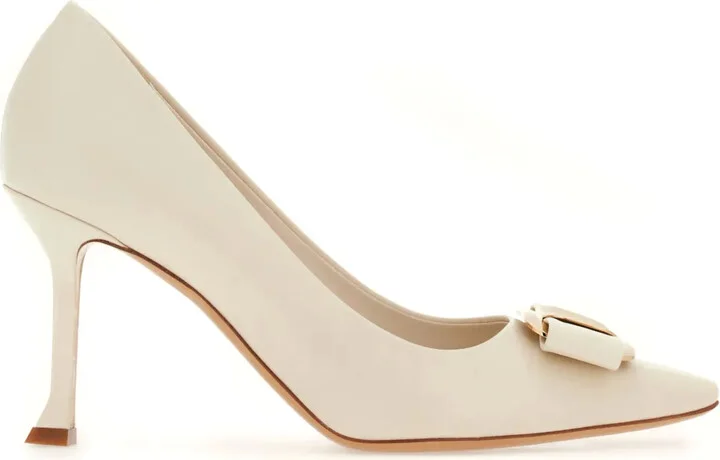 85mm Bow-Detail Leather Pumps