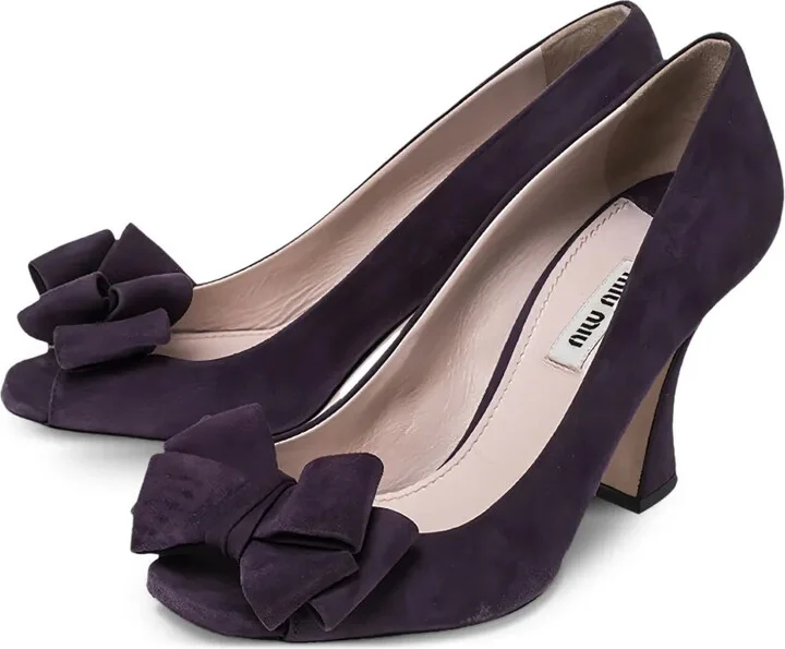 85mm Bow-Embellished Suede Pumps - Image 3