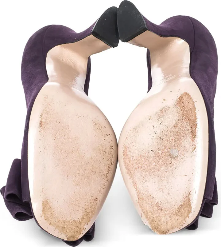 85mm Bow-Embellished Suede Pumps - Image 5