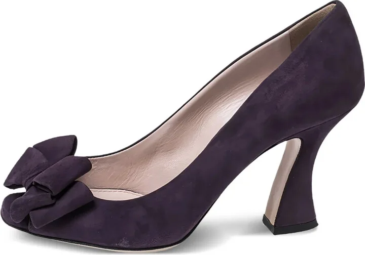 85mm Bow-Embellished Suede Pumps