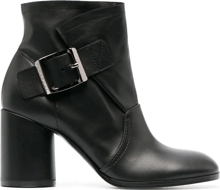 85mm Buckle-Detail Ankle Boots