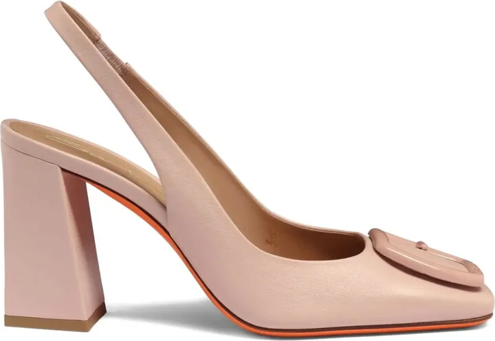 85mm Buckle-Detail Slingback Pumps