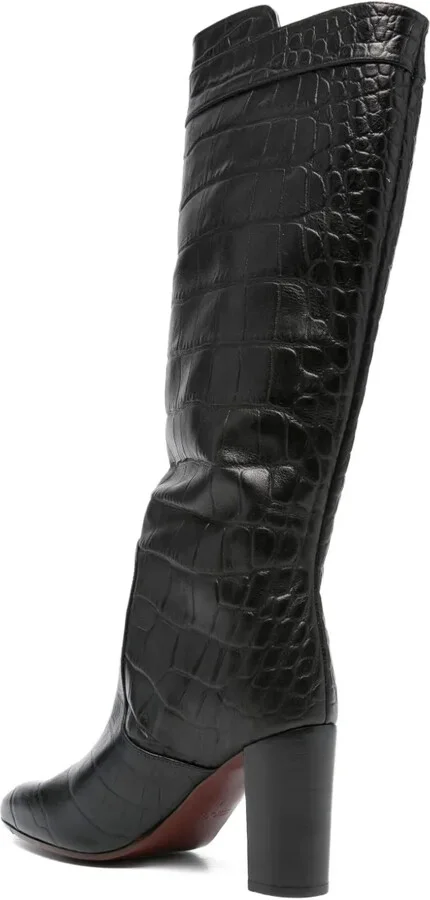 85mm Crocodile-Embossed Knee-High Boots - Image 3