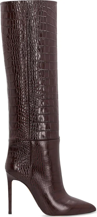 85mm Crocodile-Embossed Knee-High Boots