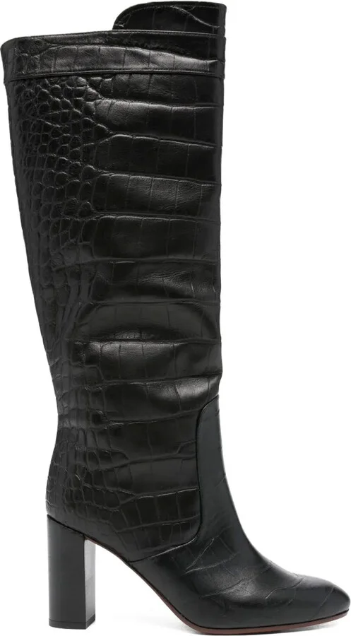 85mm Crocodile-Embossed Knee-High Boots