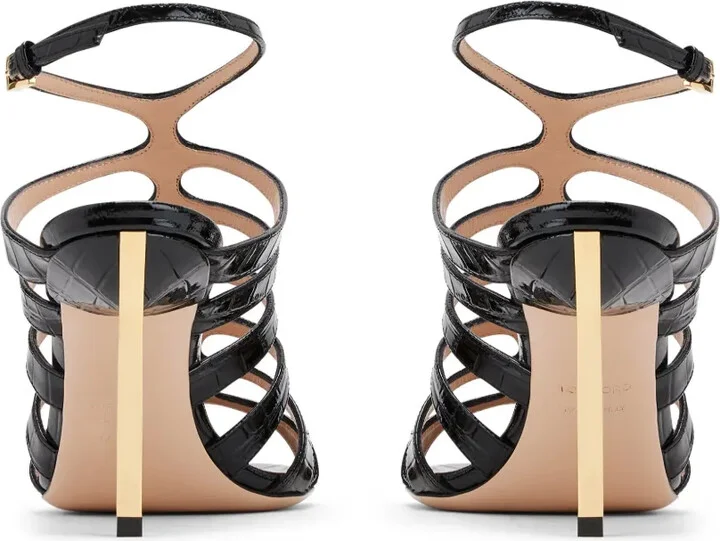 85mm Crocodile-Embossed Leather Sandals - Image 3