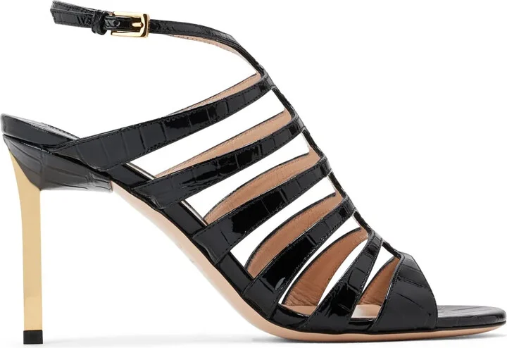 85mm Crocodile-Embossed Leather Sandals