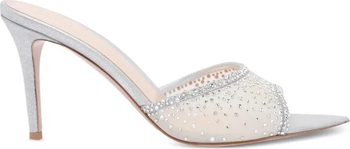 85mm Crystal-Embellished Heeled Mules