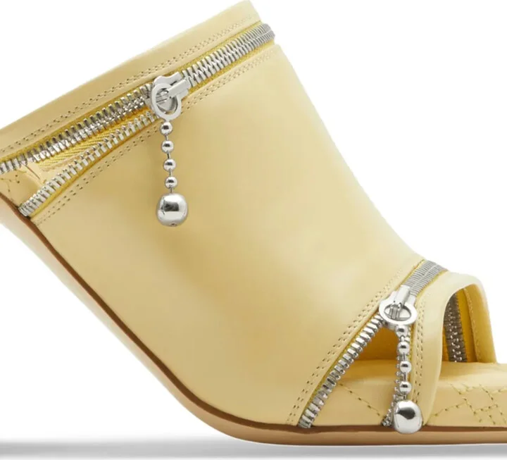 85mm Decorative-Zip Leather Sandals - Image 2