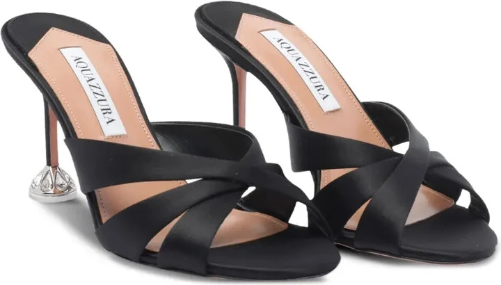 85mm Embellished Satin Heeled Sandals - Image 2