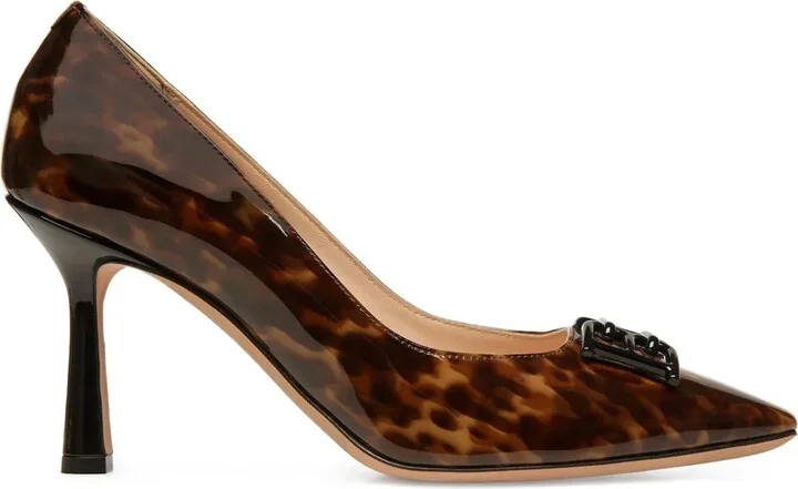 85mm Evanca leopard-print patent pumps