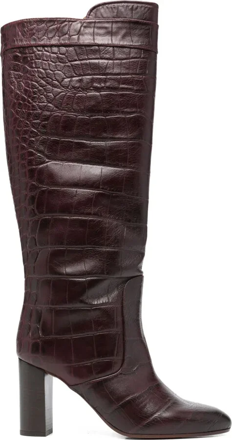85mm Eybal crocodile-effect block-heel boots