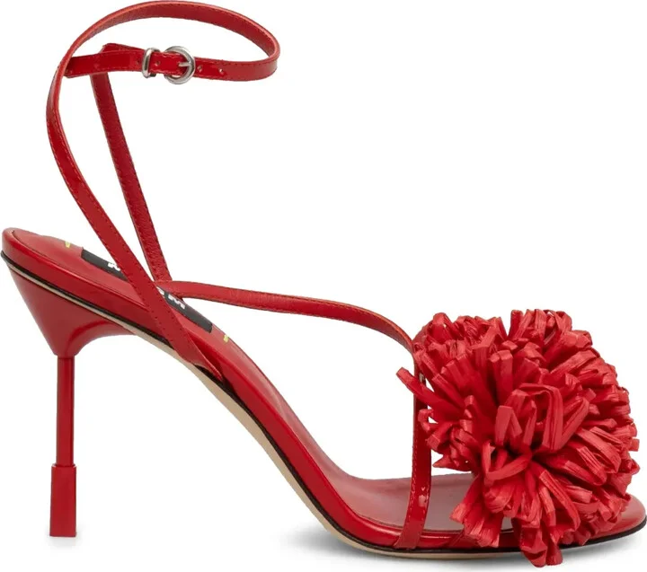 85mm Floral-Applique Sandals